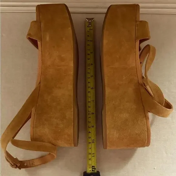 Chanel Brown Suede Platform Wedge Sandals 40 - Picture 4 of 9